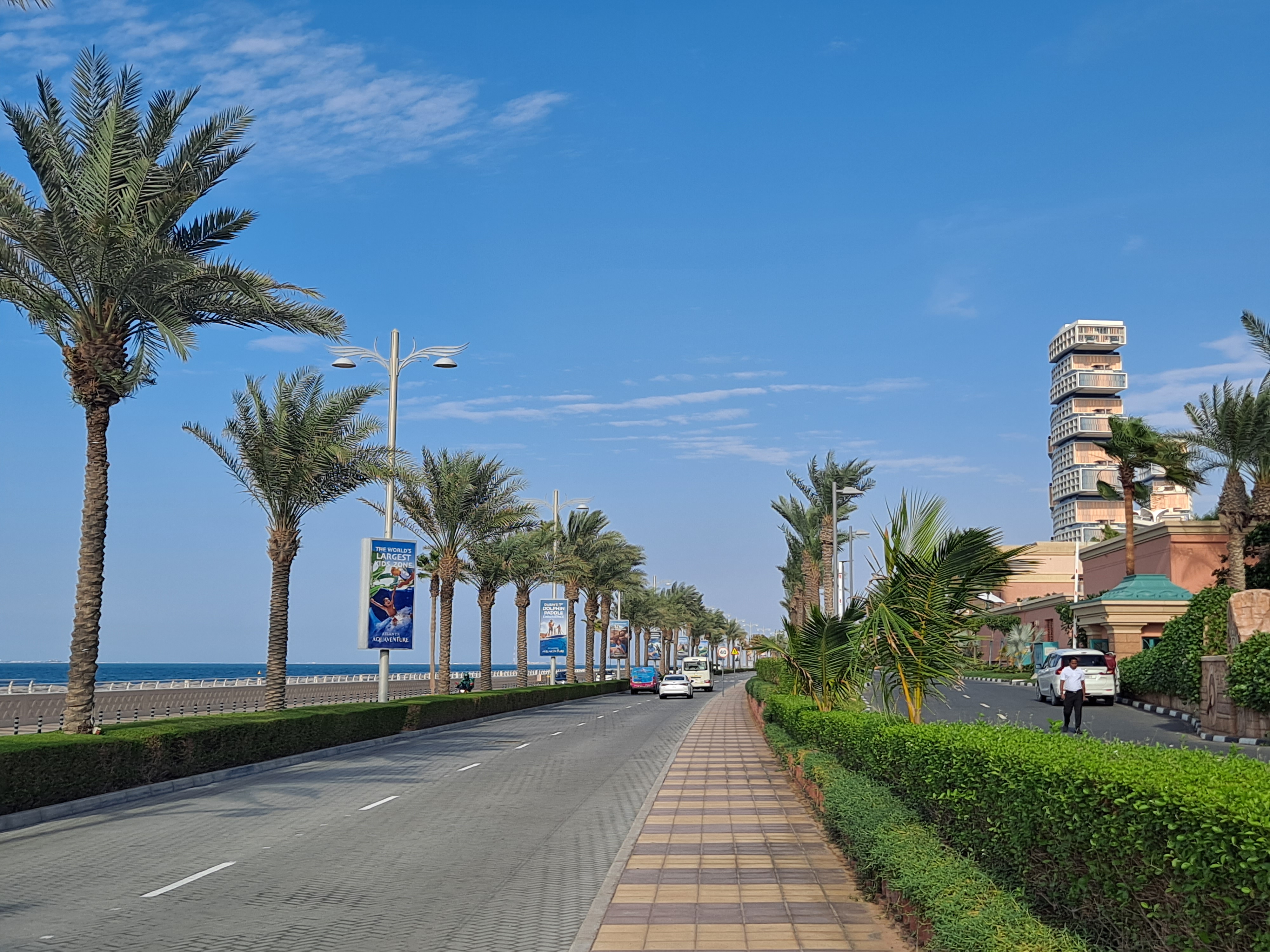 Atlantis The Royal exterior from the Palm Jumeirah waterfront.