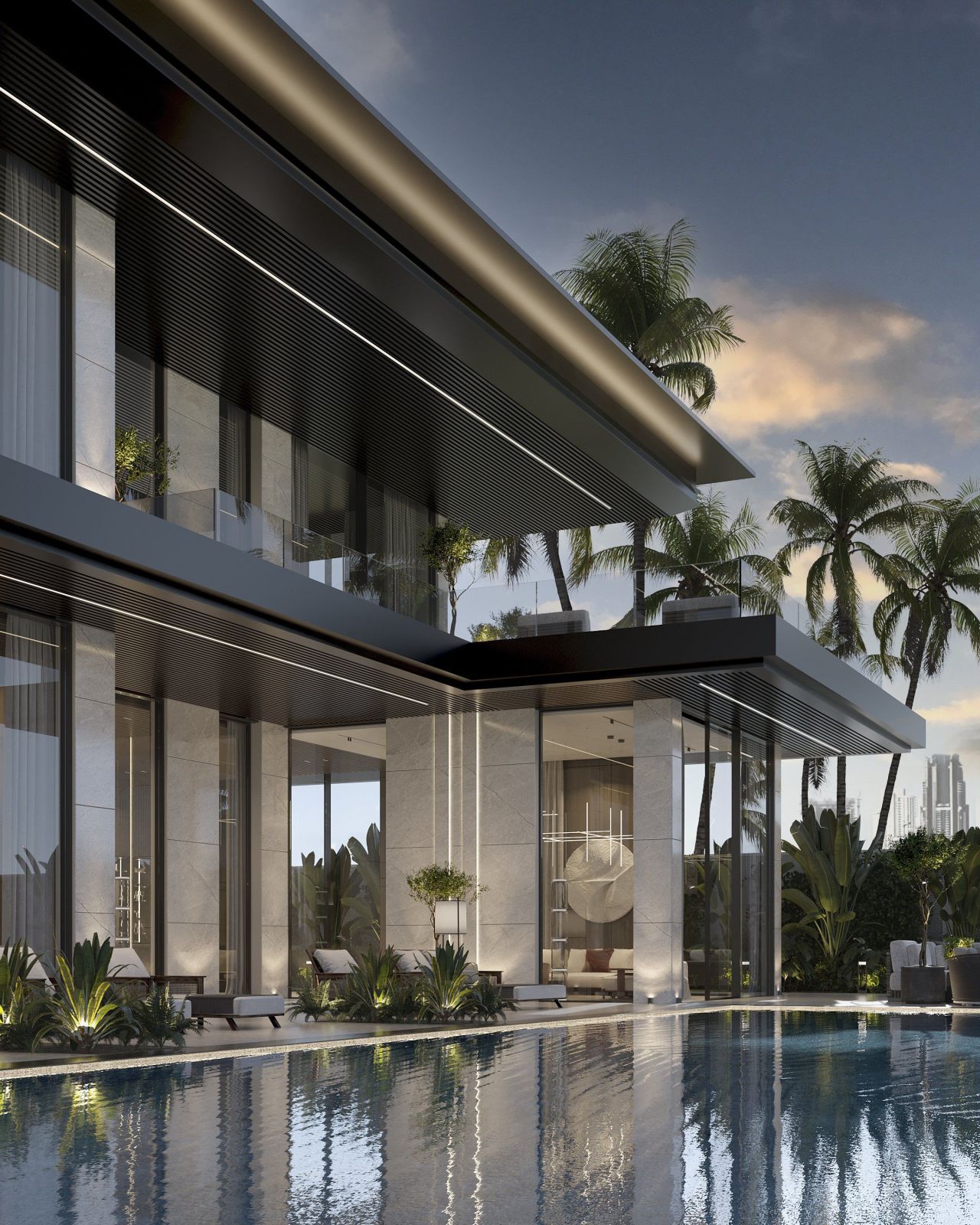Exterior of Villa La Mer in Dubai designed by Solomia Home