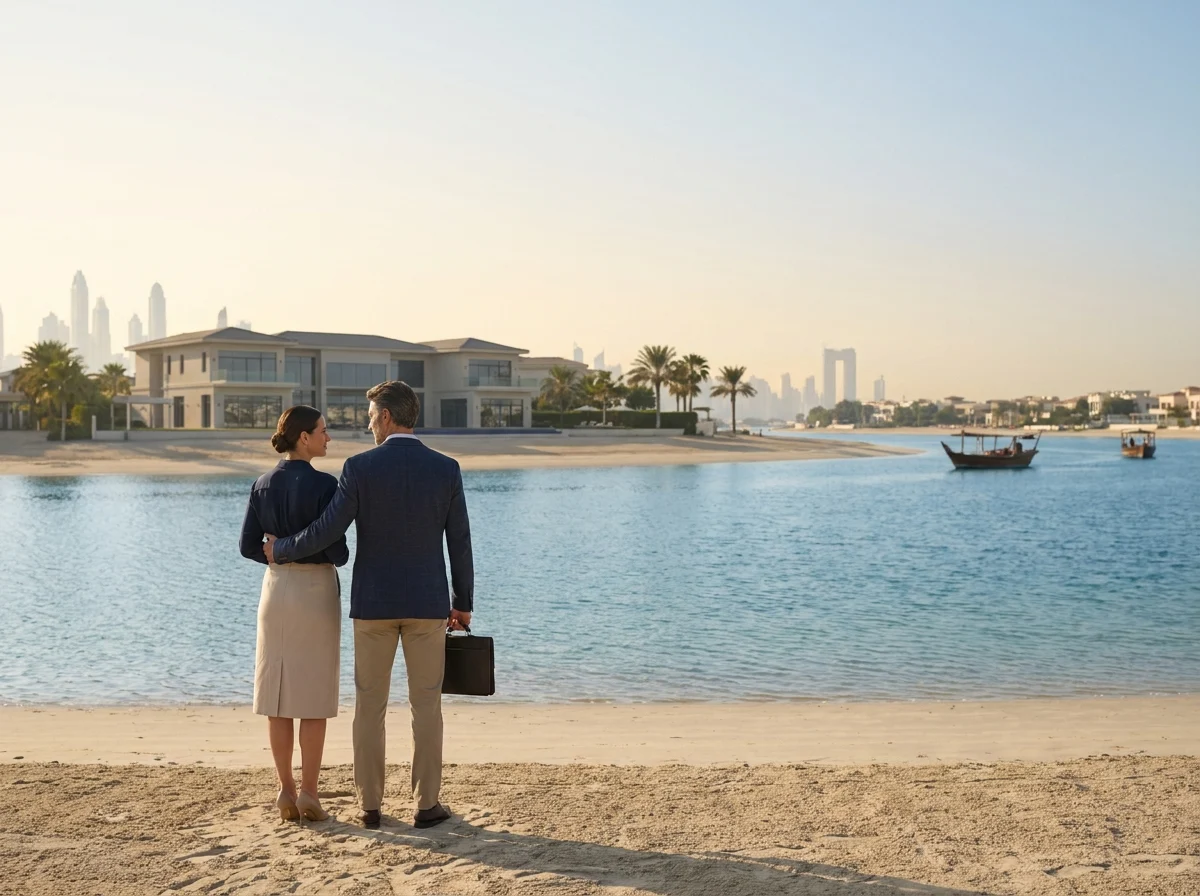 Palm Jumeirah villa and beach frontage inspection during a Dubai property viewing