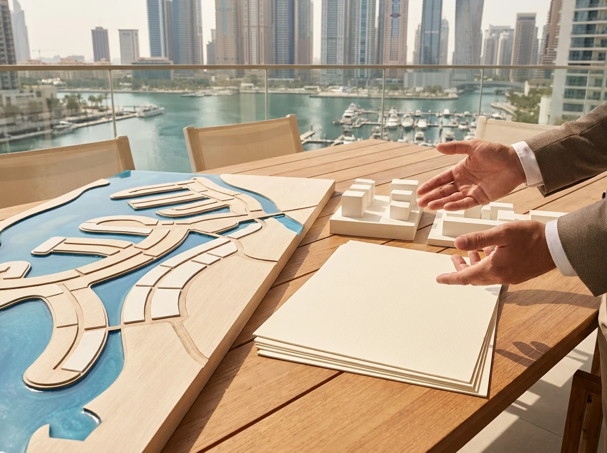 Dubai Islands coastal master plan review with waterfront district comparison documents